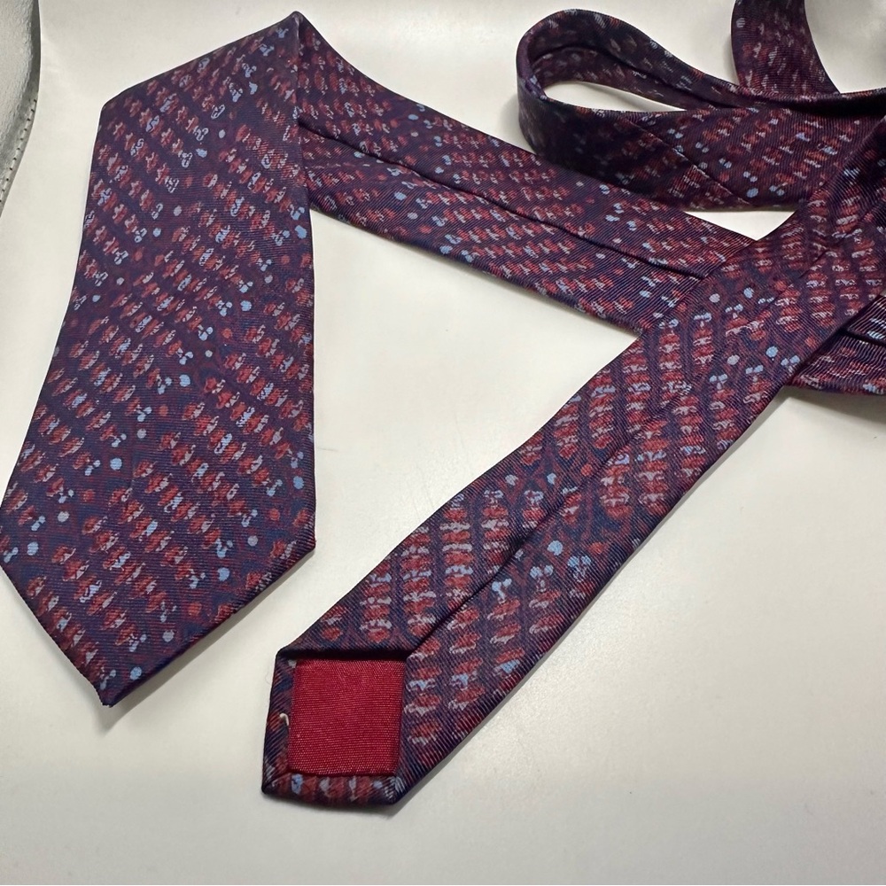 Minar Janpath New Delhi Handloom Silk Classic Tie, Jewel Tones Geometric - Picture 4 of 6